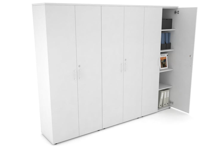 Uniform Large Storage Cupboard with Large Doors [2400W x 1870H x 450D] Jasonl White white white handle