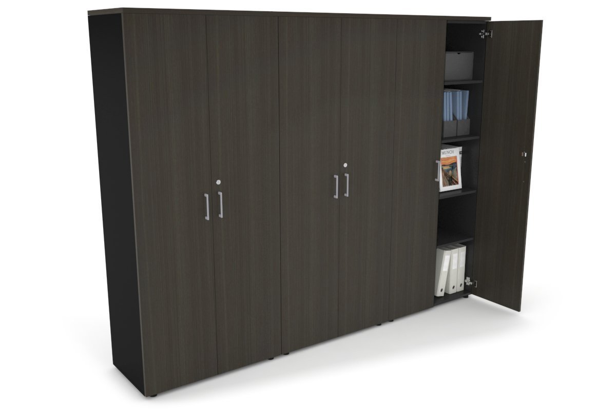 Uniform Large Storage Cupboard with Large Doors [2400W x 1870H x 450D] Jasonl Black dark oak silver handle