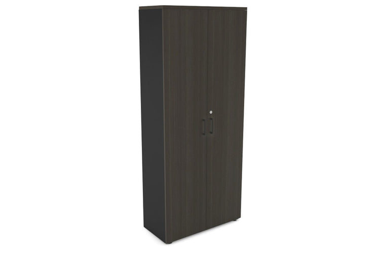 Uniform Large Storage Cupboard with Large Doors [800W x 1870H x 350D] Jasonl Black dark oak black handle