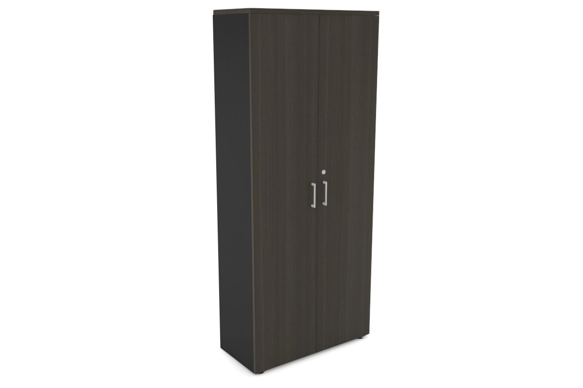 Uniform Large Storage Cupboard with Large Doors [800W x 1870H x 350D] Jasonl Black dark oak white handle