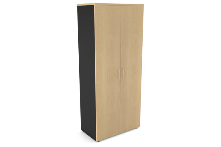 Uniform Large Storage Cupboard with Large Doors [800W x 1870H x 450D] Jasonl Black maple white handle