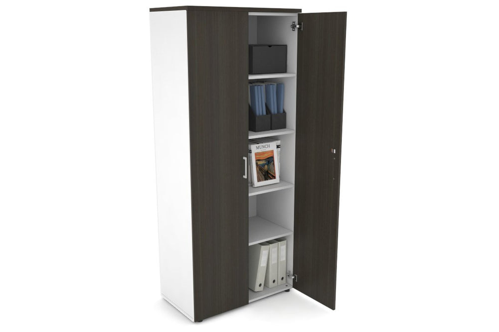 Uniform Large Storage Cupboard with Large Doors [800W x 1870H x 450D]-Black dark oak black handle