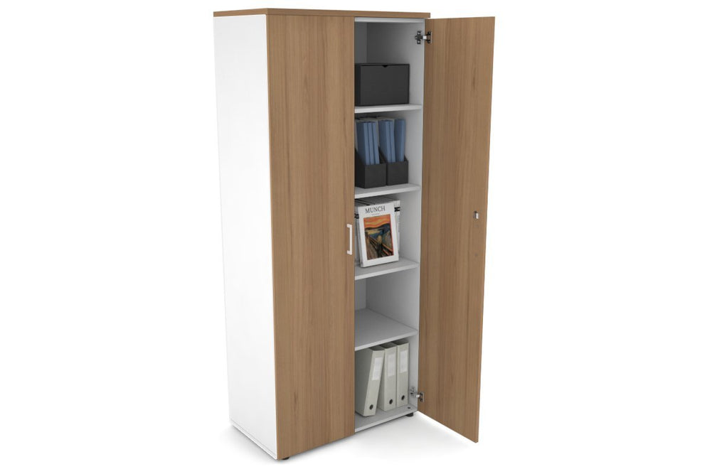 Uniform Large Storage Cupboard with Large Doors [800W x 1870H x 450D]-Black dark oak black handle