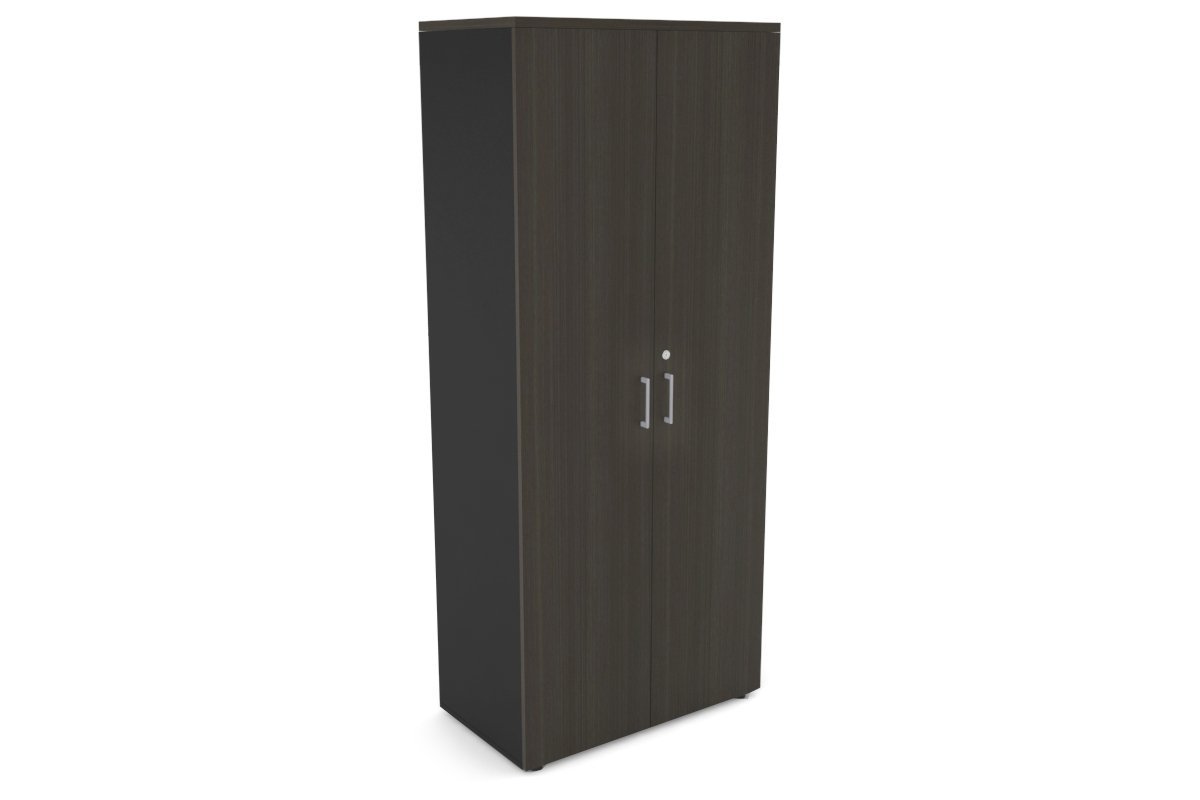 Uniform Large Storage Cupboard with Large Doors [800W x 1870H x 450D] Jasonl Black dark oak silver handle