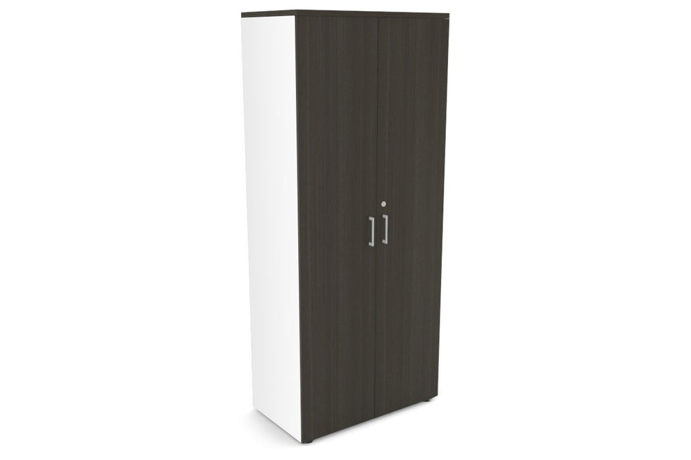 Uniform Large Storage Cupboard with Large Doors [800W x 1870H x 450D]-White dark oak white handle