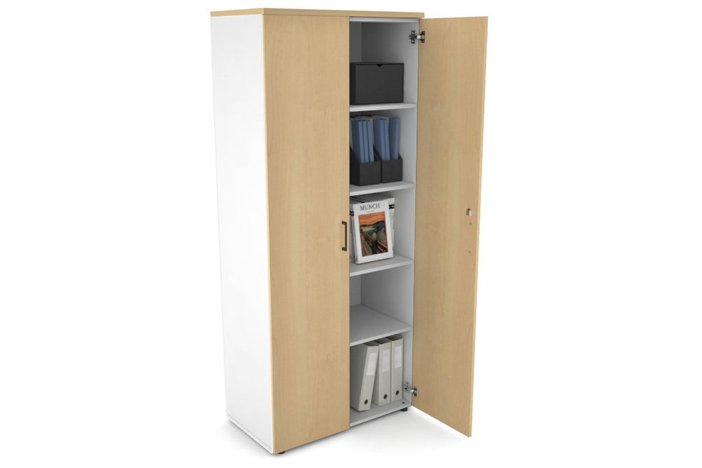 Uniform Large Storage Cupboard with Large Doors [800W x 1870H x 450D]-Black dark oak black handle