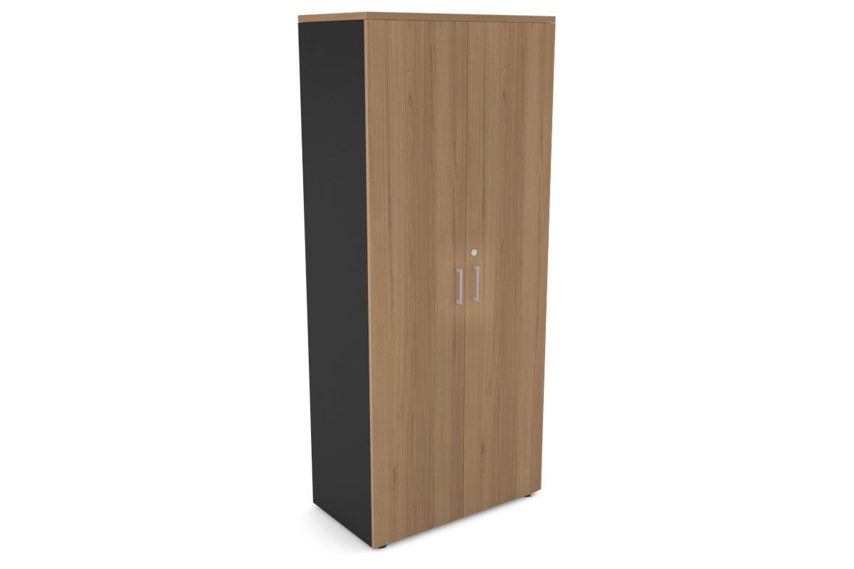 Uniform Large Storage Cupboard with Large Doors [800W x 1870H x 450D] Jasonl Black salvage oak silver handle