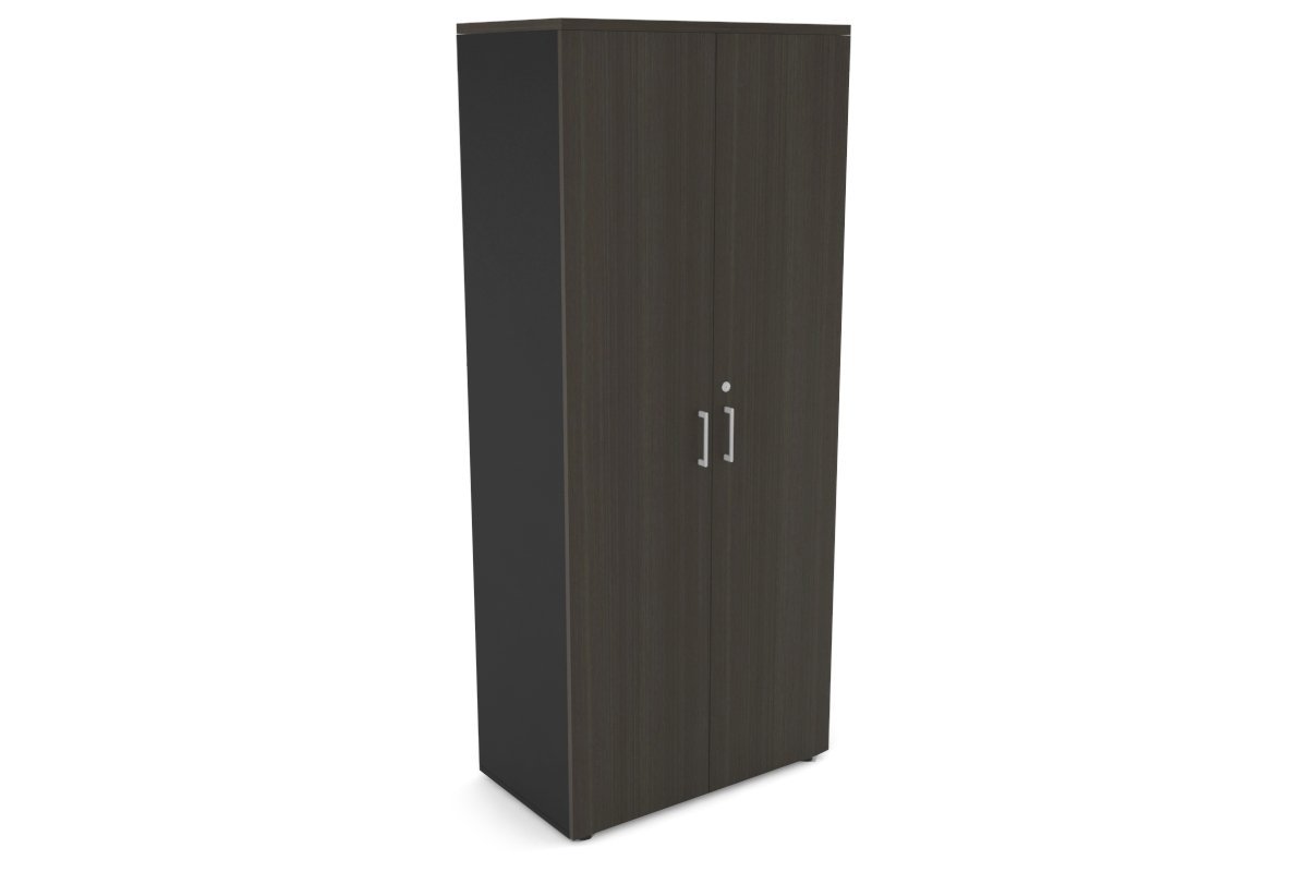 Uniform Large Storage Cupboard with Large Doors [800W x 1870H x 450D] Jasonl Black dark oak white handle