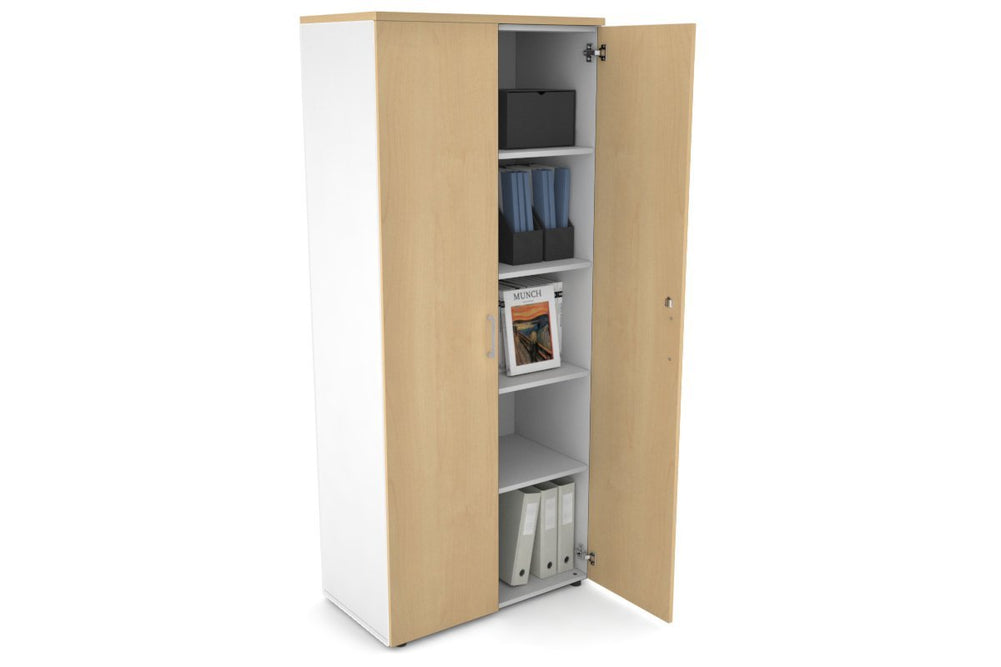 Uniform Large Storage Cupboard with Large Doors [800W x 1870H x 450D]-Black dark oak black handle