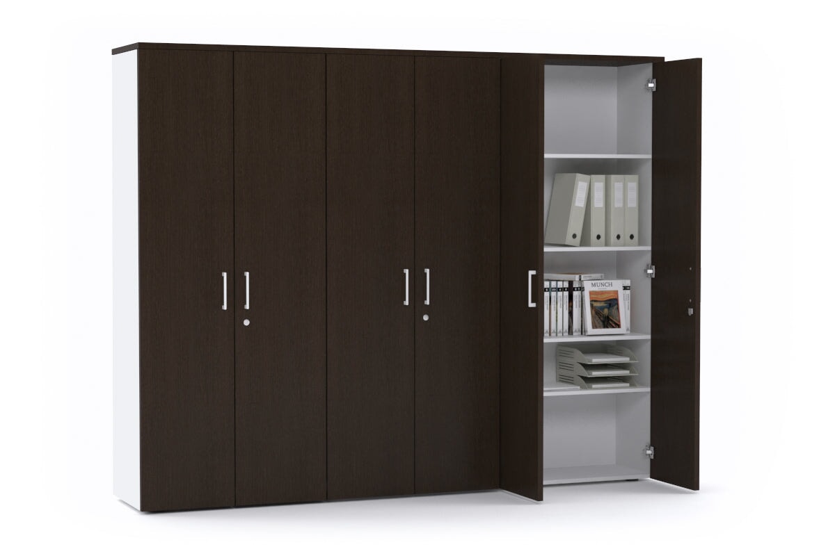 Uniform Large Storage Cupboard with Large Doors - Wenge[2400L x 1870W]-white handle  