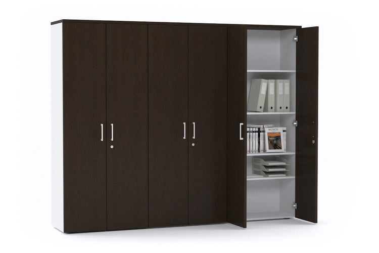 Uniform Large Storage Cupboard with Large Doors - Wenge[2400L x 1870W] Jasonl white handle 