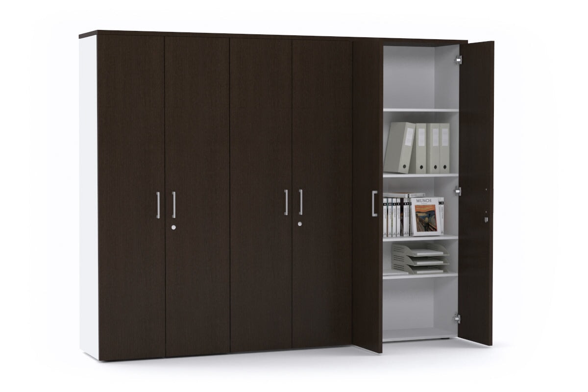 Uniform Large Storage Cupboard with Large Doors - Wenge[2400L x 1870W]-silver handle  