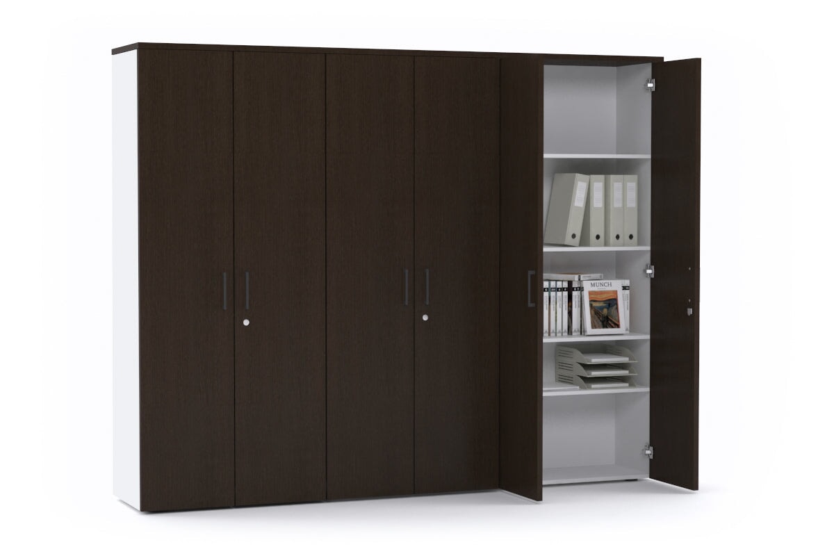 Uniform Large Storage Cupboard with Large Doors - Wenge[2400L x 1870W]-black handle  