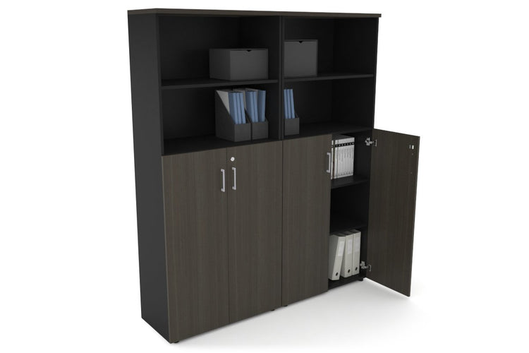 Uniform Large Storage Cupboard with Medium Doors [1600W x 1870H x 350D] Jasonl Black dark oak silver handle