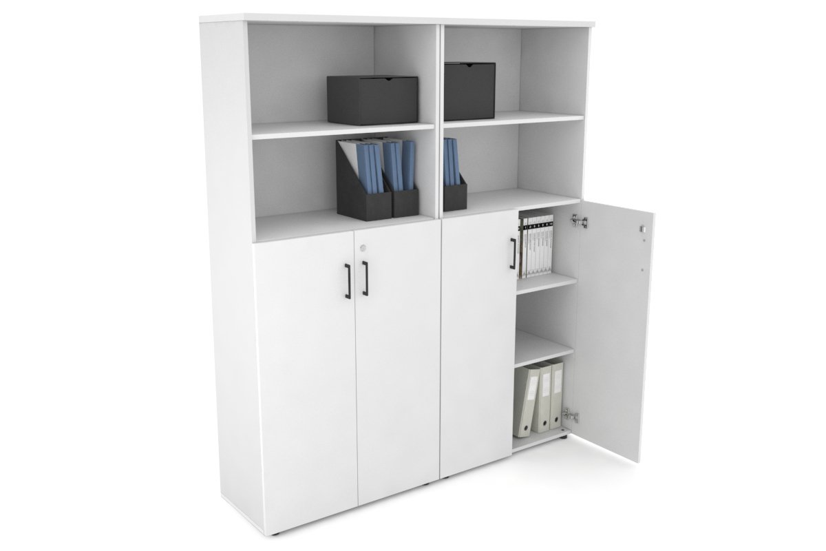 Uniform Large Storage Cupboard with Medium Doors [1600W x 1870H x 350D] Jasonl White white black handle