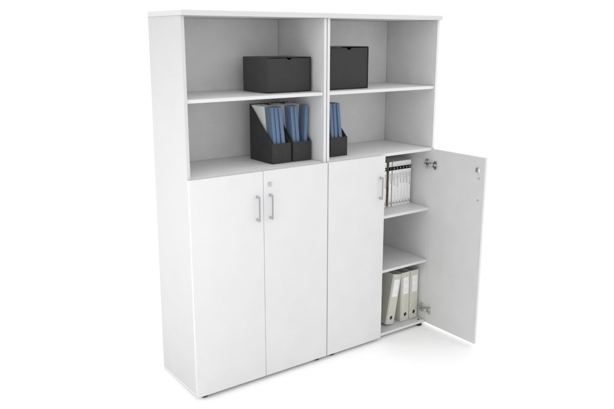 Uniform Large Storage Cupboard with Medium Doors [1600W x 1870H x 350D] Jasonl White white silver handle