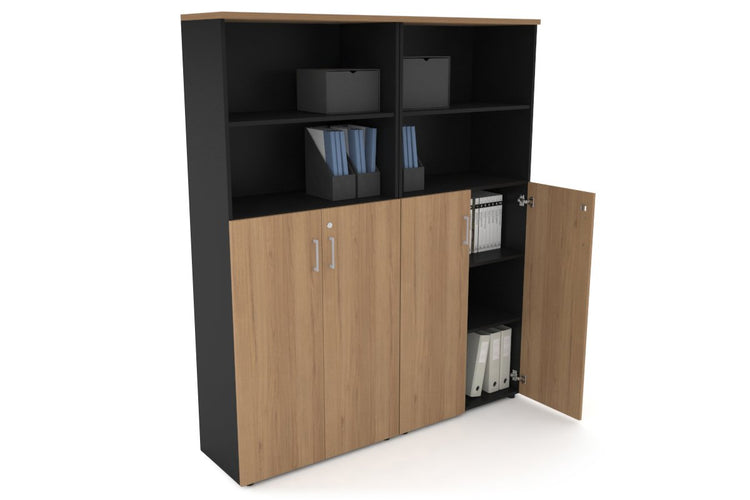 Uniform Large Storage Cupboard with Medium Doors [1600W x 1870H x 350D] Jasonl Black salvage oak silver handle