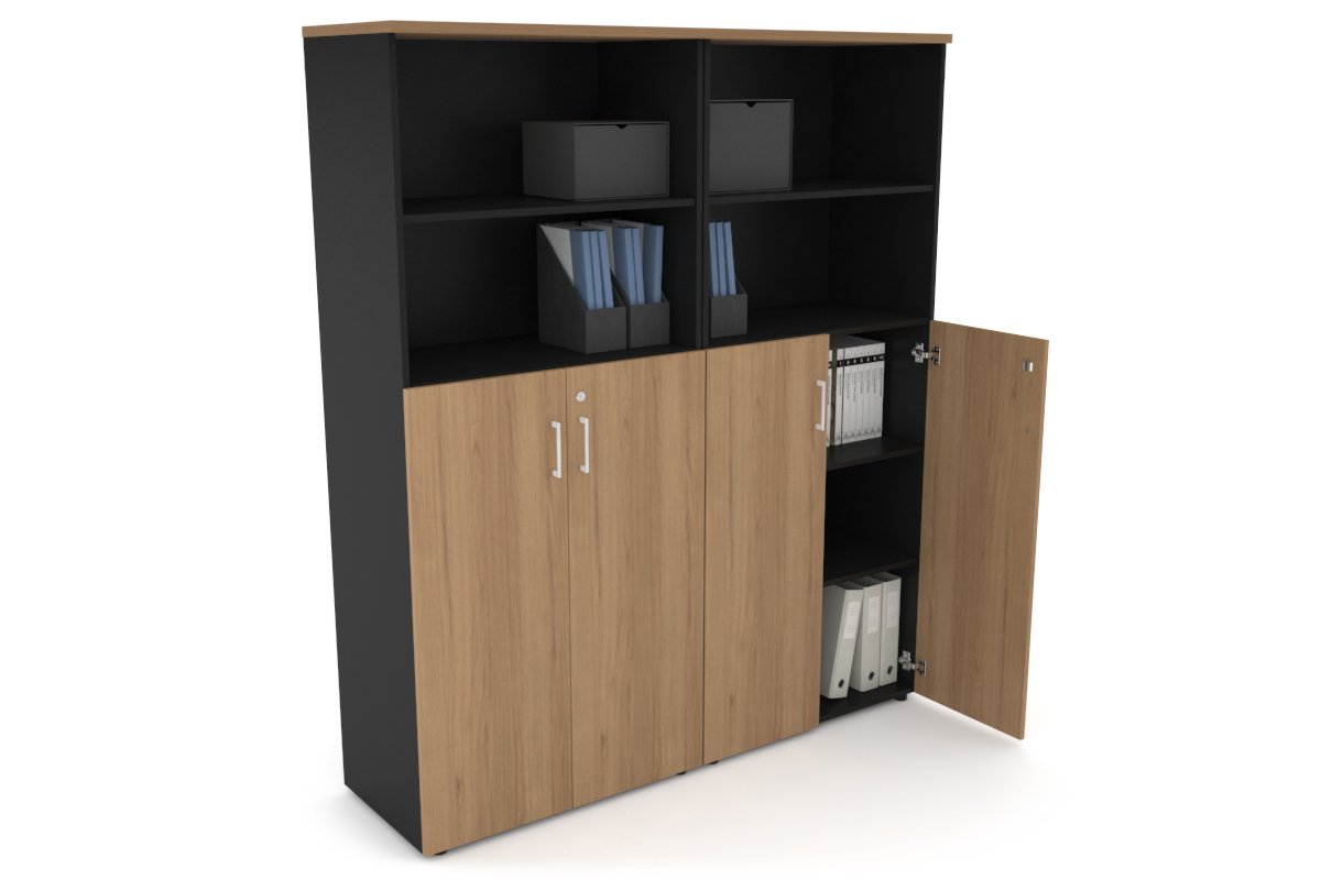 Uniform Large Storage Cupboard with Medium Doors [1600W x 1870H x 450D] Jasonl Black salvage oak white handle