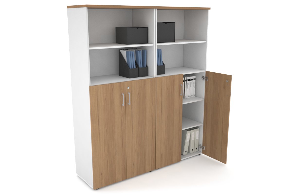Uniform Large Storage Cupboard with Medium Doors [1600W x 1870H x 450D]-White salvage oak silver handle