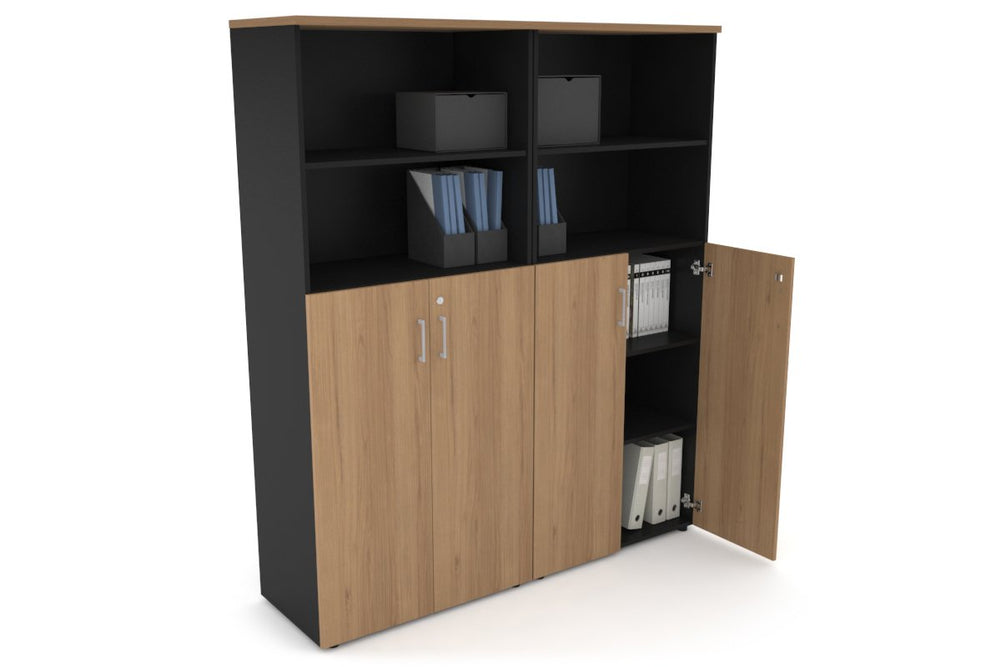 Uniform Large Storage Cupboard with Medium Doors [1600W x 1870H x 450D]-Black salvage oak silver handle