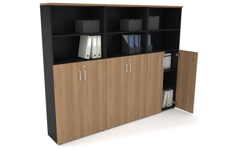 Uniform Large Storage Cupboard with Medium Doors [2400W x 1870H x 350D] Jasonl Black salvage oak white handle