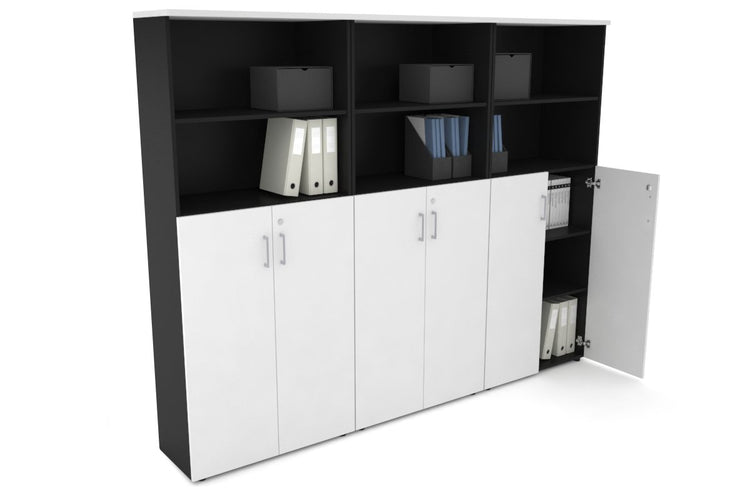 Uniform Large Storage Cupboard with Medium Doors [2400W x 1870H x 350D] Jasonl Black white silver handle