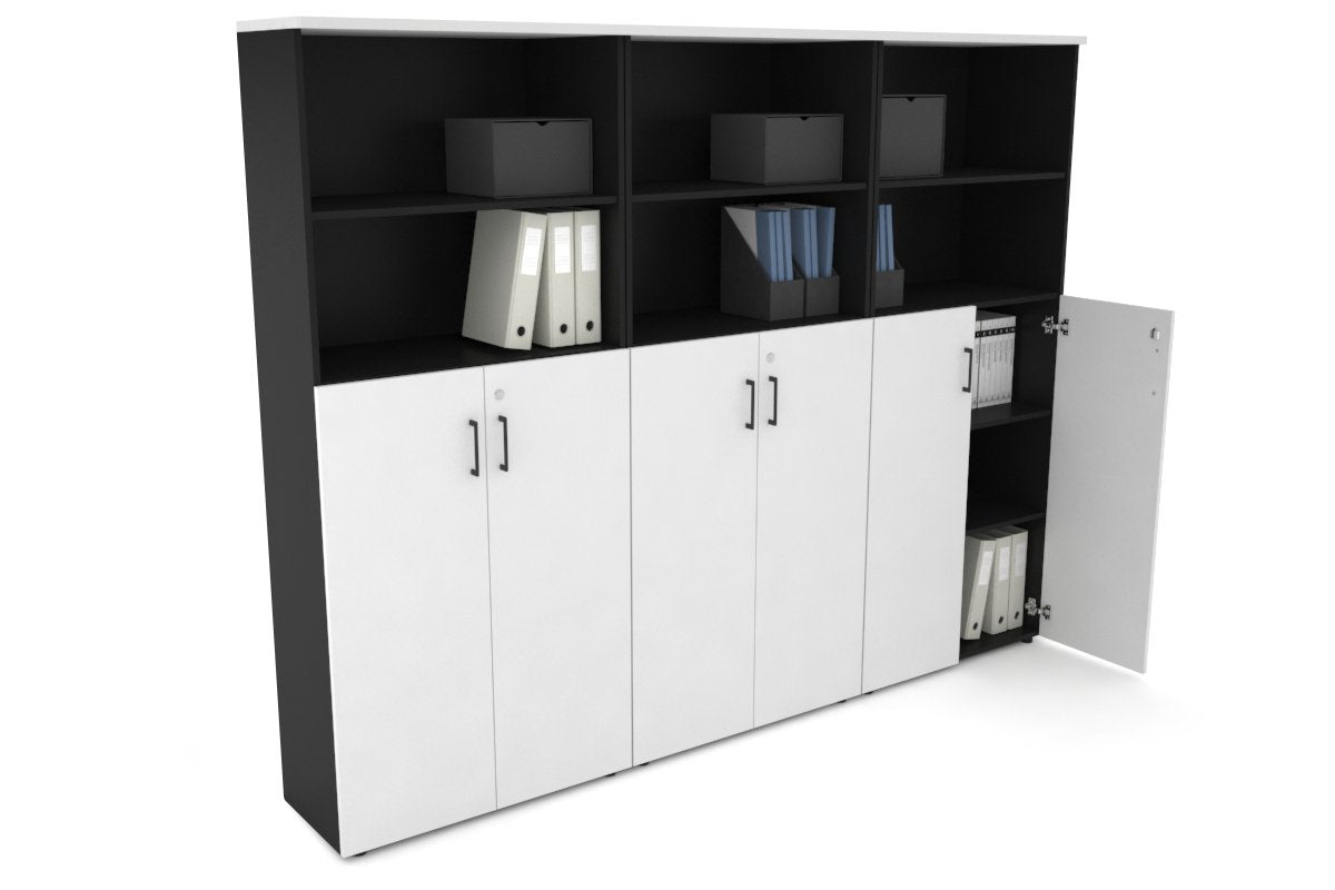 Uniform Large Storage Cupboard with Medium Doors [2400W x 1870H x 350D] Jasonl Black white black handle