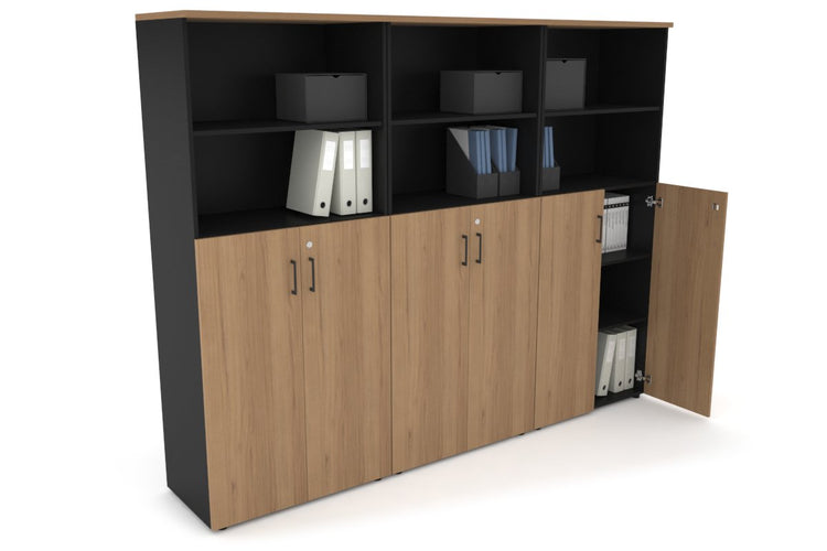 Uniform Large Storage Cupboard with Medium Doors [2400W x 1870H x 450D] Jasonl Black salvage oak black handle
