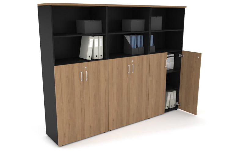 Uniform Large Storage Cupboard with Medium Doors [2400W x 1870H x 450D] Jasonl Black salvage oak white handle