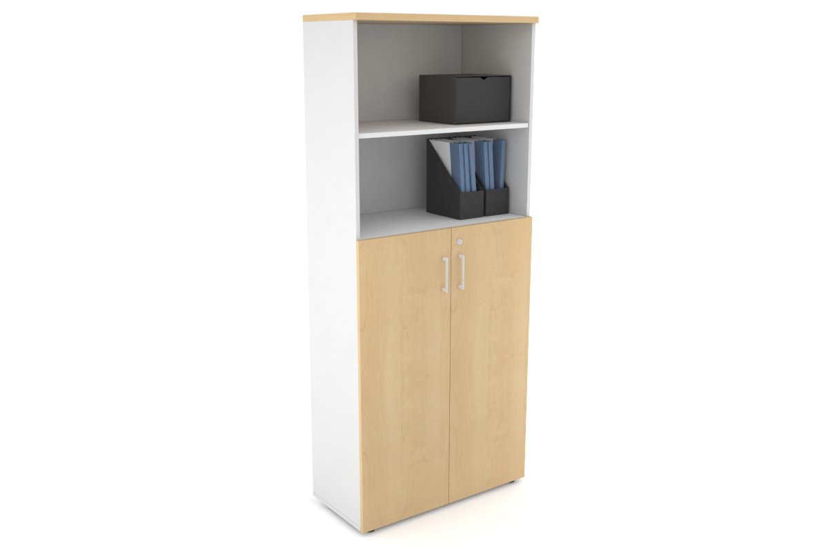 Uniform Large Storage Cupboard with Medium Doors [800W x 1870H x 350D] Jasonl White maple white handle