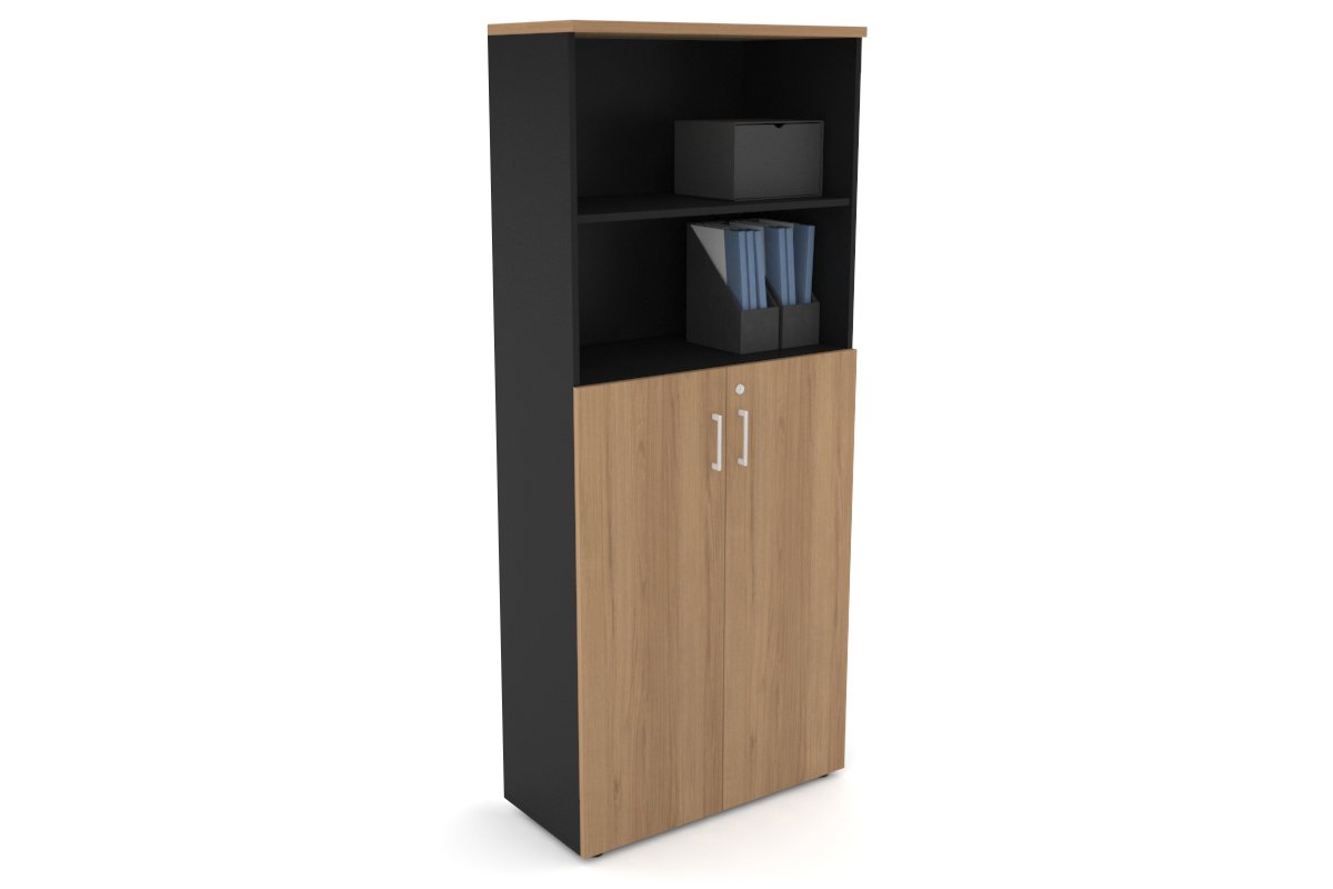 Uniform Large Storage Cupboard with Medium Doors [800W x 1870H x 350D] Jasonl Black salvage oak white handle