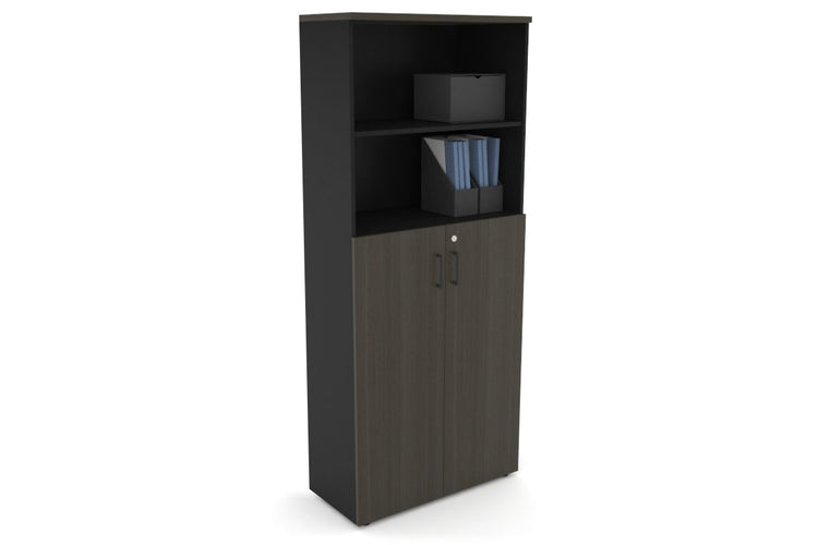 Uniform Large Storage Cupboard with Medium Doors [800W x 1870H x 350D] Jasonl Black dark oak black handle