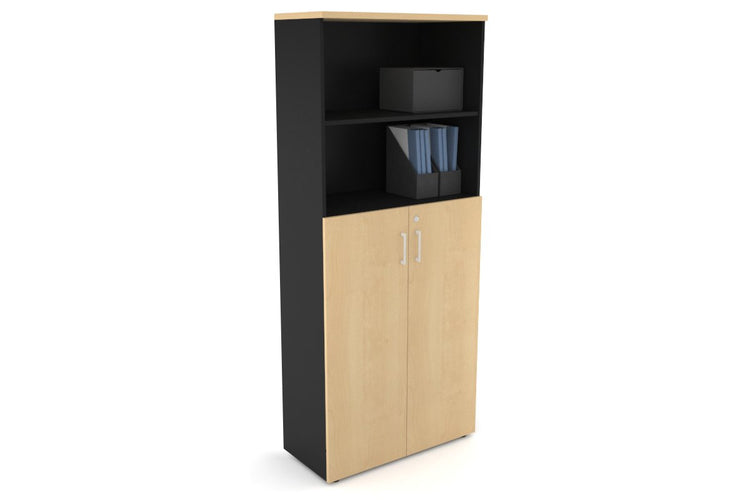 Uniform Large Storage Cupboard with Medium Doors [800W x 1870H x 350D] Jasonl Black maple white handle