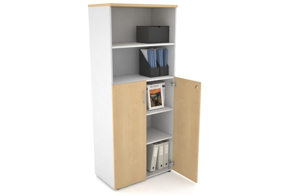 Uniform Large Storage Cupboard with Medium Doors [800W x 1870H x 450D]-Black dark oak black handle