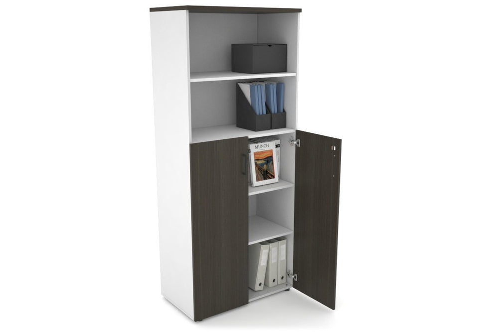 Uniform Large Storage Cupboard with Medium Doors [800W x 1870H x 450D]-Black dark oak black handle