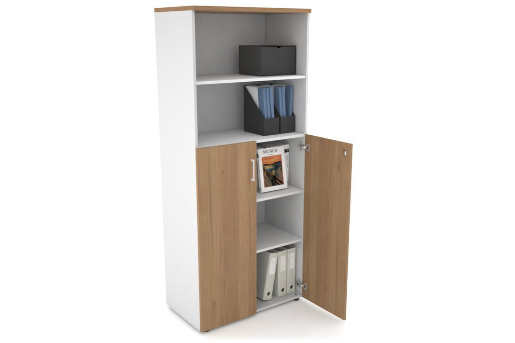 Uniform Large Storage Cupboard with Medium Doors [800W x 1870H x 450D]-Black dark oak black handle