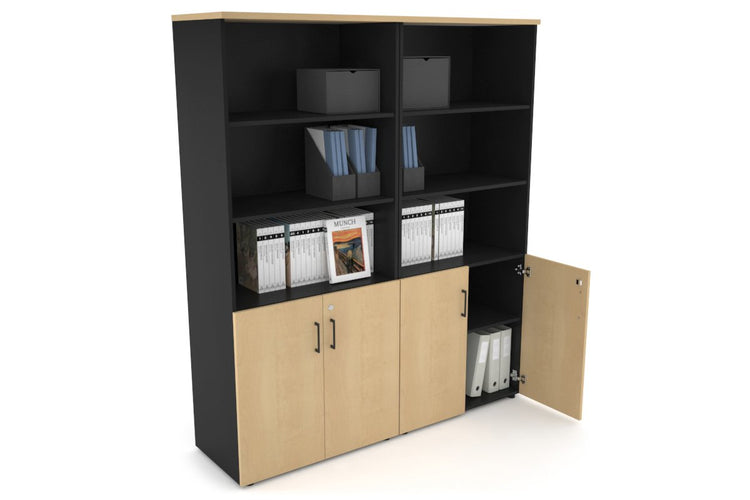 Uniform Large Storage Cupboard with Small Doors [1600W x 1870H x 350D] Jasonl Black maple black handle