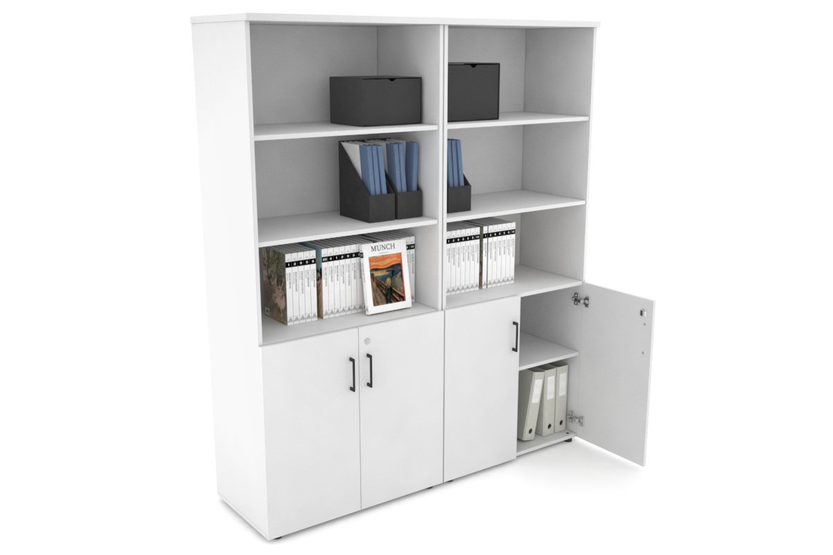 Uniform Large Storage Cupboard with Small Doors [1600W x 1870H x 350D] Jasonl White white black handle