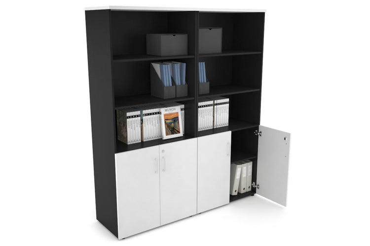 Uniform Large Storage Cupboard with Small Doors [1600W x 1870H x 350D] Jasonl Black white white handle