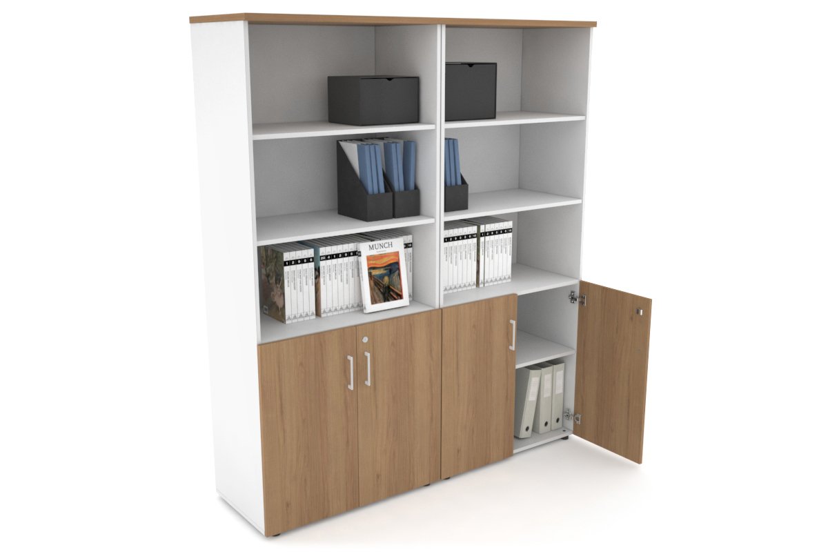 Uniform Large Storage Cupboard with Small Doors [1600W x 1870H x 350D]-White salvage oak white handle