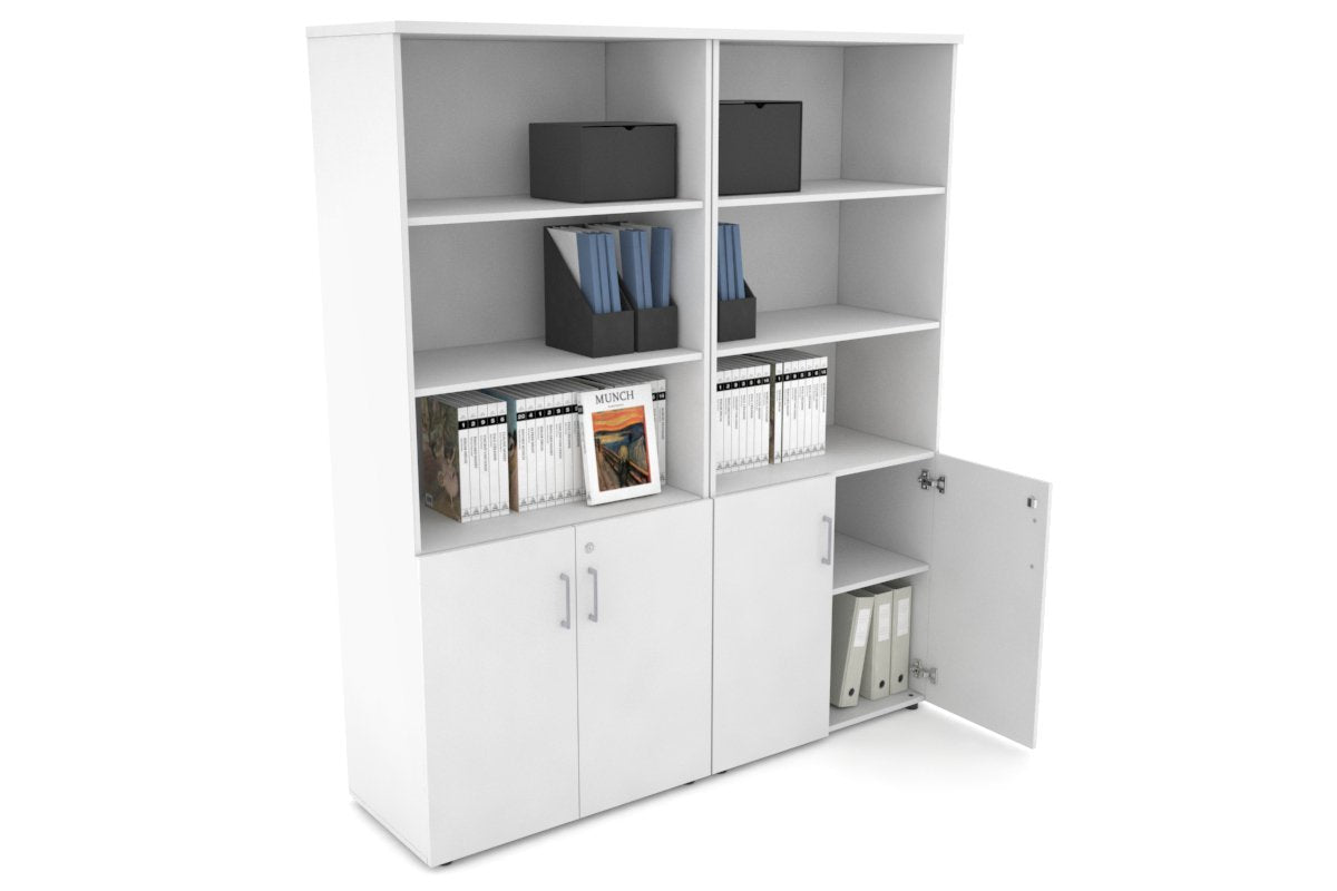 Uniform Large Storage Cupboard with Small Doors [1600W x 1870H x 350D] Jasonl White white silver handle