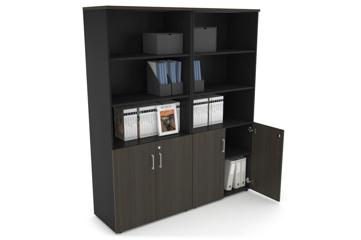 Uniform Large Storage Cupboard with Small Doors [1600W x 1870H x 350D] Jasonl Black dark oak silver handle