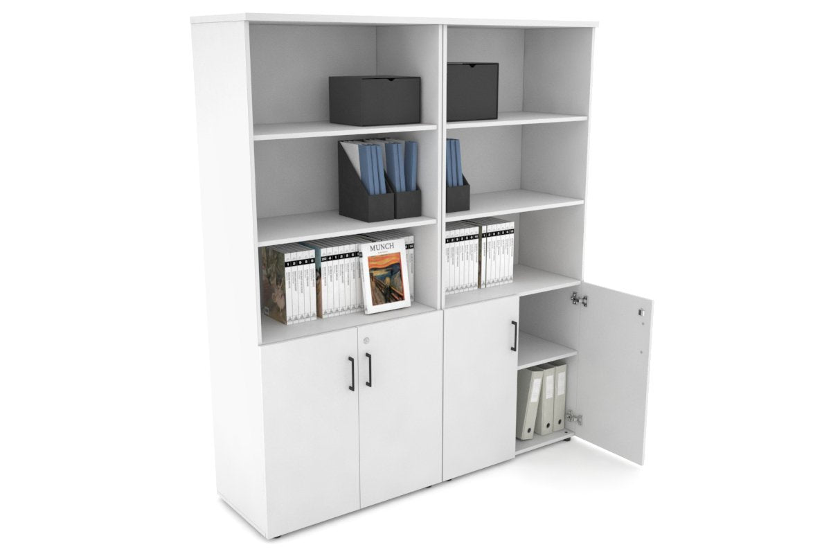 Uniform Large Storage Cupboard with Small Doors [1600W x 1870H x 450D] Jasonl White white black handle