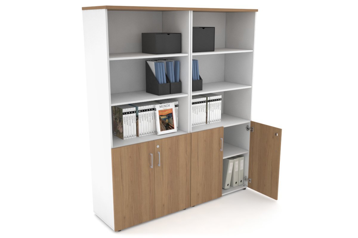 Uniform Large Storage Cupboard with Small Doors [1600W x 1870H x 450D]-White salvage oak silver handle