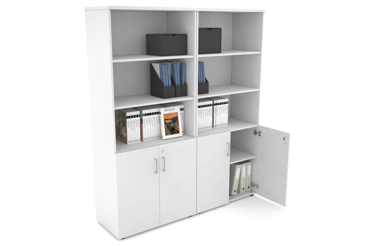 Uniform Large Storage Cupboard with Small Doors [1600W x 1870H x 450D] Jasonl White white silver handle