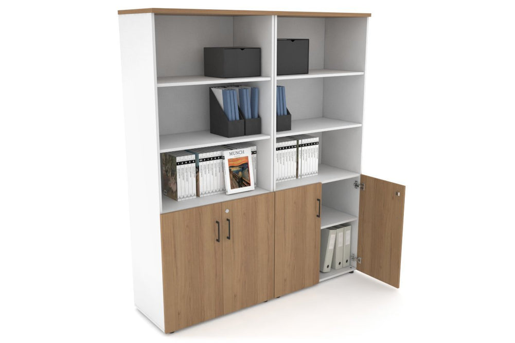 Uniform Large Storage Cupboard with Small Doors [1600W x 1870H x 450D]-White salvage oak black handle