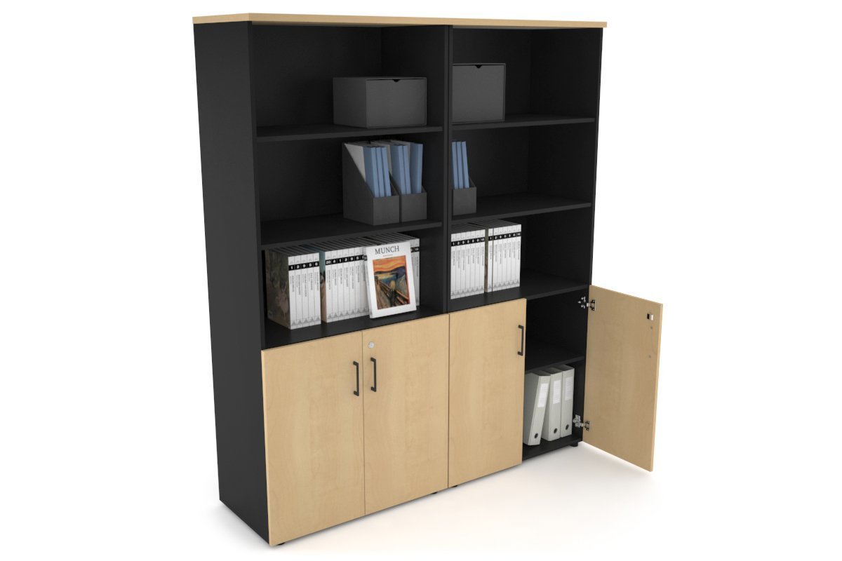 Uniform Large Storage Cupboard with Small Doors [1600W x 1870H x 450D] Jasonl Black maple black handle