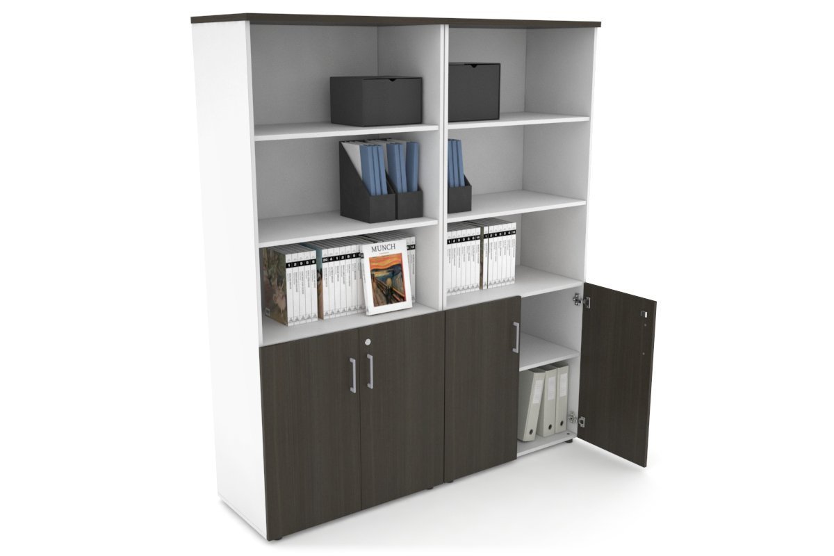 Uniform Large Storage Cupboard with Small Doors [1600W x 1870H x 450D] Jasonl White dark oak silver handle