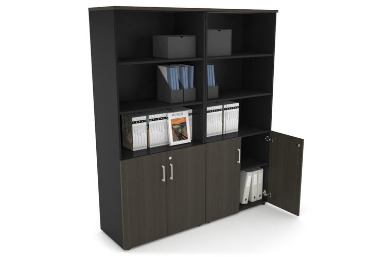 Uniform Large Storage Cupboard with Small Doors [1600W x 1870H x 450D] Jasonl Black dark oak white handle