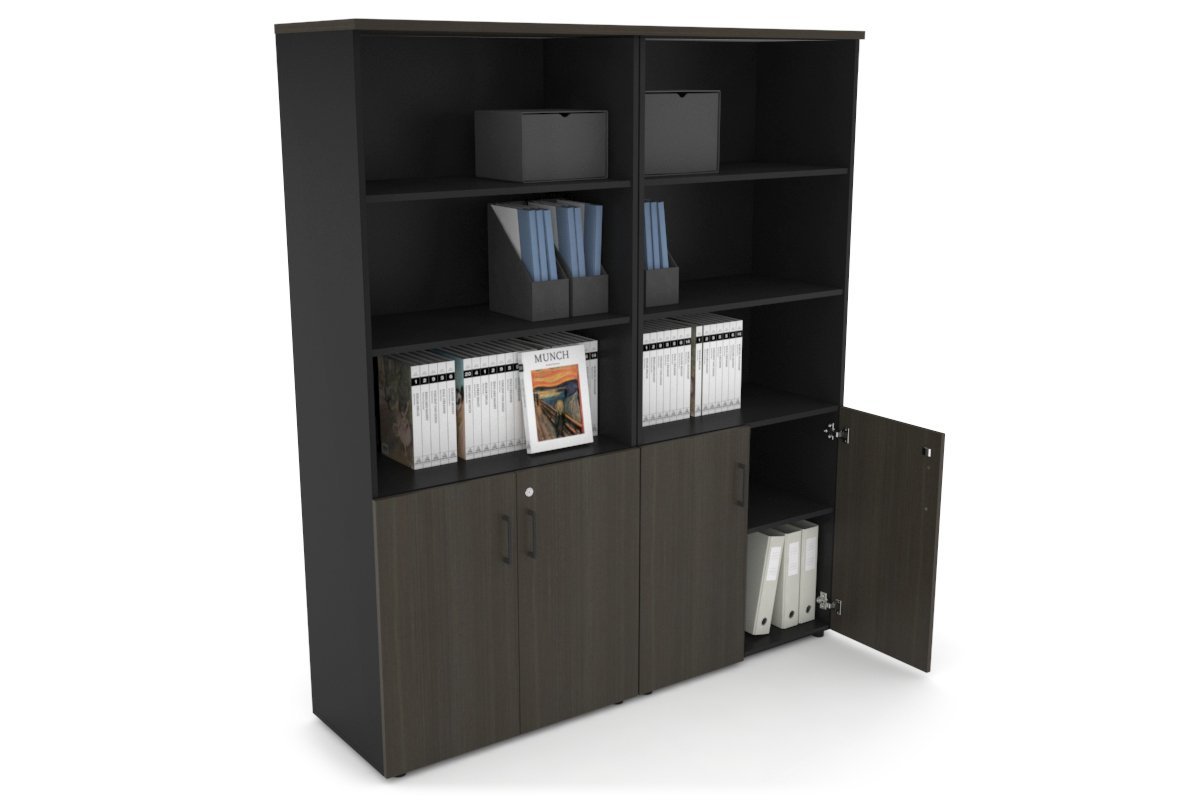 Uniform Large Storage Cupboard with Small Doors [1600W x 1870H x 450D] Jasonl Black dark oak black handle